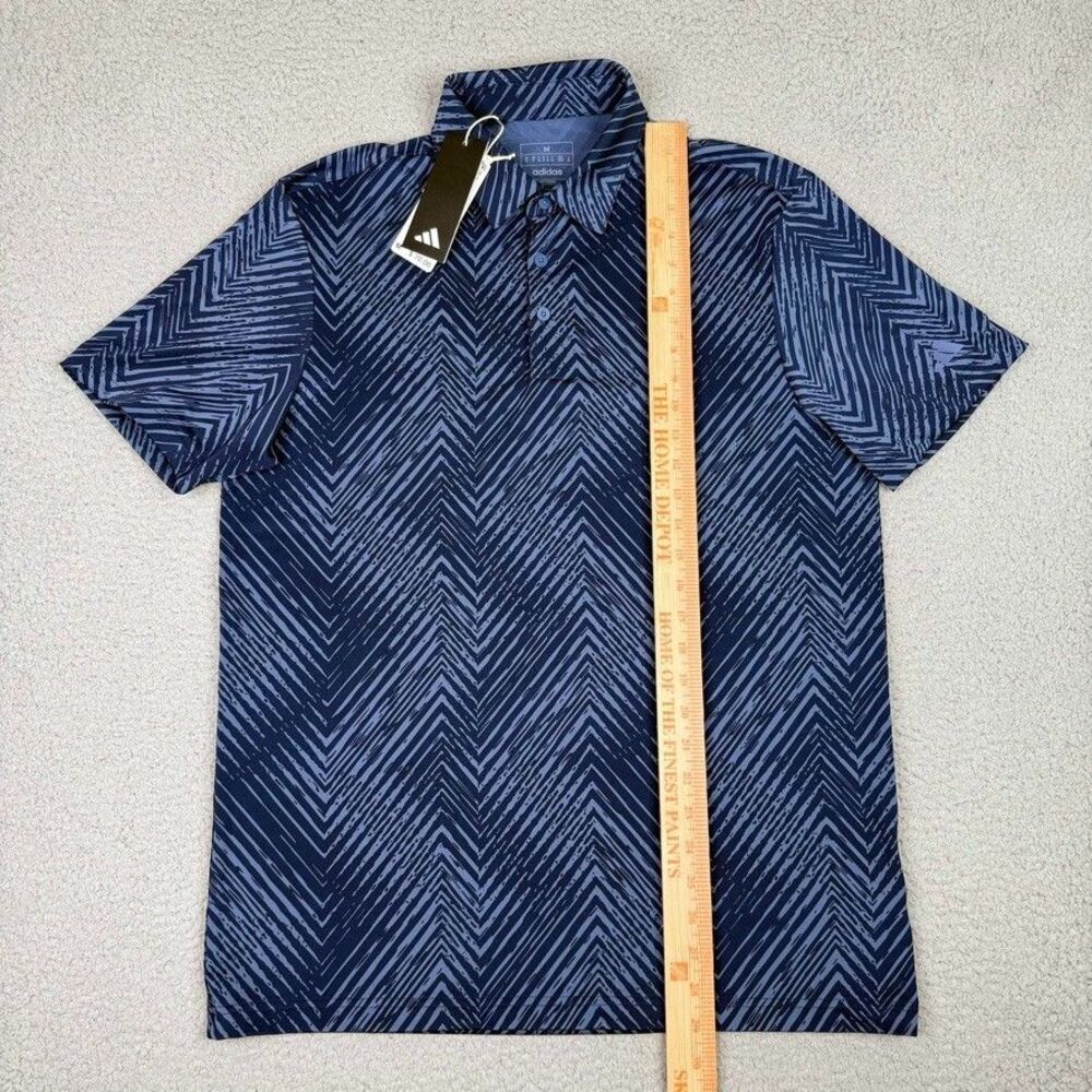 Adidas Ultimate365 Golf Shirt Mens M Blue Chevron Print Performance Polo NWT New - Picture 6 of 8